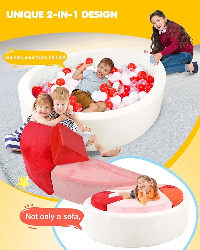 Kids Play Couch, 2-in-1 Egg-Shape Kid Plays Sofa - Image 4