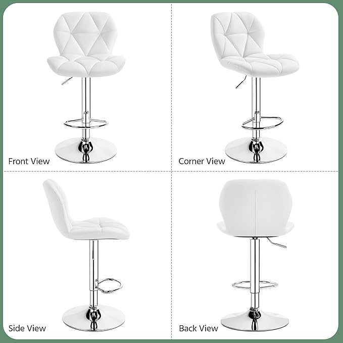 Yaheetech Barstools Set of 2, PU Leather Counter Stools Bar Chairs - Image 6