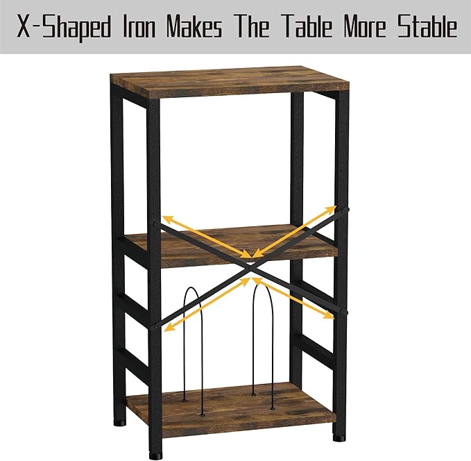 End Table with LED Light, Record Player Stand with Albums Storage, Vinyl - Image 8