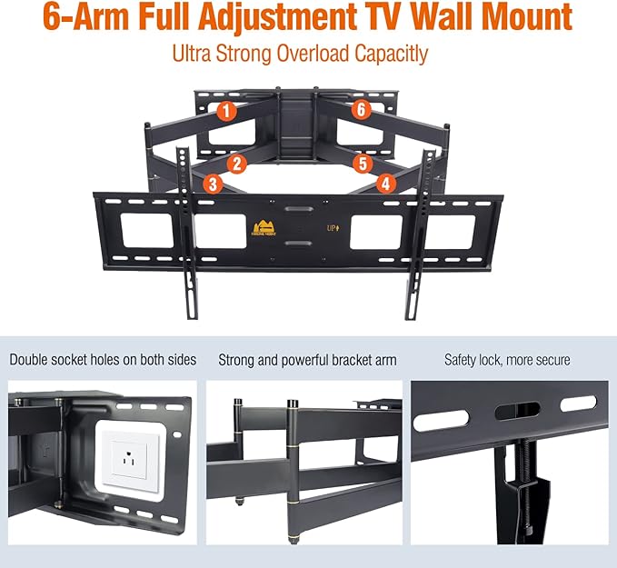 FORGING MOUNT Long Extension TV Mount, Heavy Duty Dual Arm Full Motion TV Wall - Image 9
