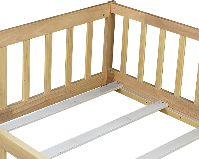 Bellemave Twin Floor Bed with Slats and Safety Guardrails, Kids Montessori - Image 5