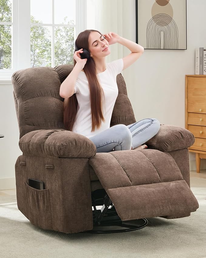 Rocking Recliner Chair, 360° Swivel Rocker Chair - Image 8