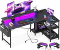 ODK 58 Inch Gaming Desk with USB Charging Ports and LED Lights, Reversible L by ODK
