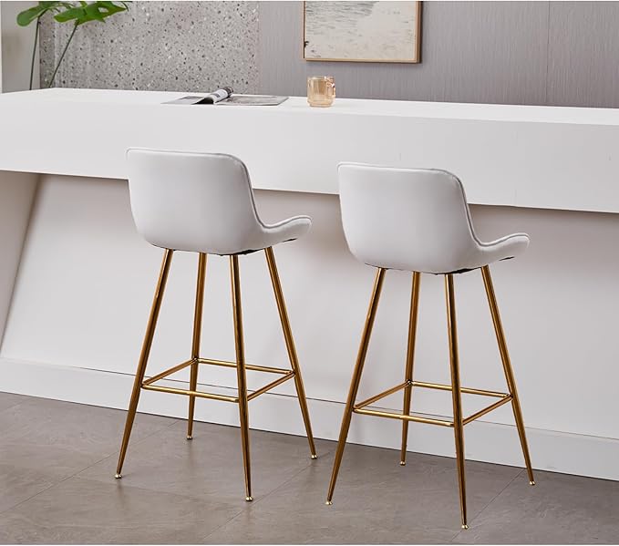 Sidanli Velvet Bar Stools with Gold Legs, 29 Inch Modern Barstools with Swivel - Image 9