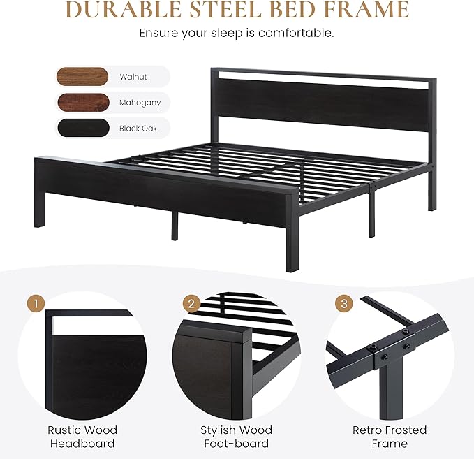 SHA CERLIN 14 Inch King Size Metal Platform Bed Frame - Image 7
