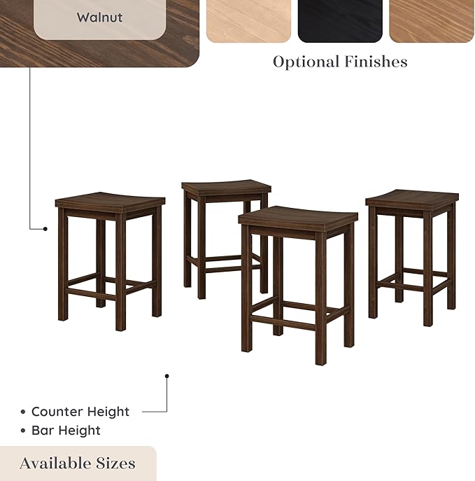 Grain & Grove Smith Collection Set of 4 Solid Wood Counter Height Bar Stools - Image 7