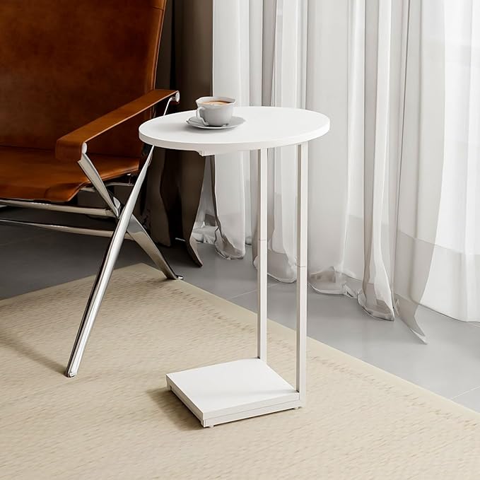 HDANI C Table Small End Table, Couch Tables That Slide Under, C Shaped Oval - Image 5