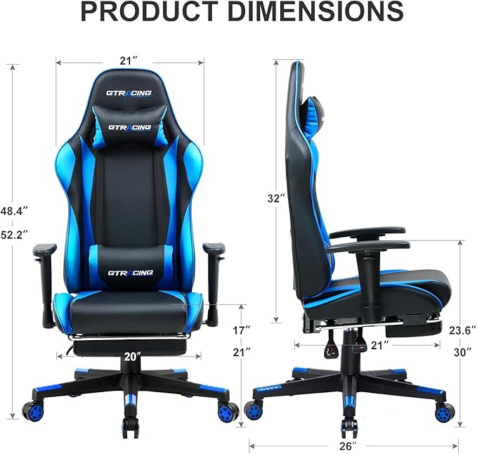 GTRACING Gaming Chair with Footrest, Ergonomic Computer Game Desk Chair - Image 2