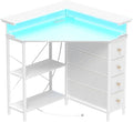Corner Desk with Drawers Shelves by VENNQD