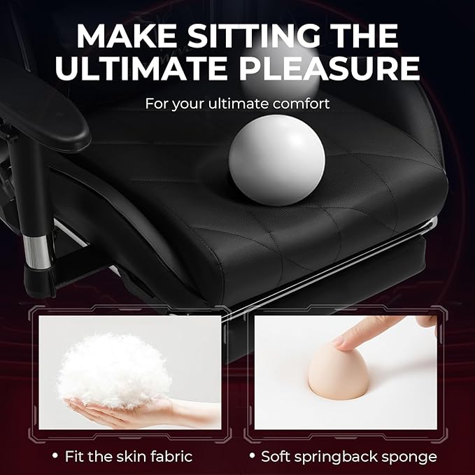 Gaming Chair with 3D Adjustable Armrests, Cow Print Design, Ergonomic Office - Image 7