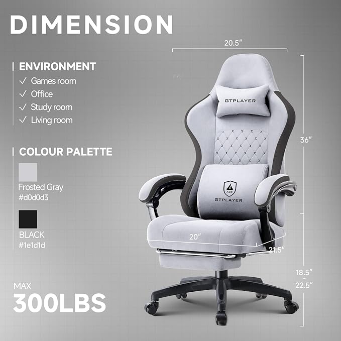 GTPLAYER Office Chair, Gaming Computer Desk Fabric Chair - Image 3