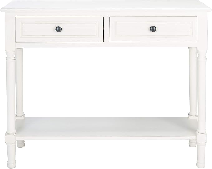 Safavieh Home Collection Tate Distressed White 2-Drawer Bottom Shelf Console - Image 4
