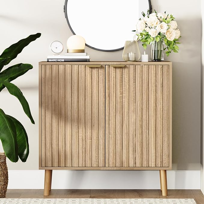 Fluted Storage Cabinet, Free Standing Buffet, Wood Sideboard, Dining Room by Vrullu