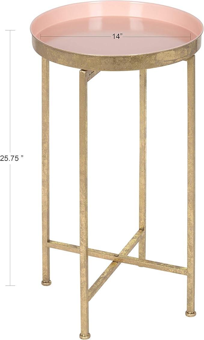 Kate and Laurel Celia Round Metal Foldable Tray Accent Table - Image 7