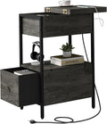SOOWERY End Table with Charging Station, Narrow Side Table with Flip Top by SOOWERY