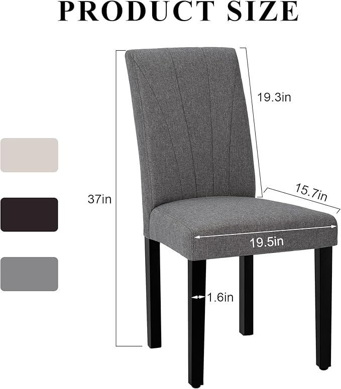 VECELO Upholstered Dining Chairs Set of 4, Modern Fabric and High Back & Solid - Image 3