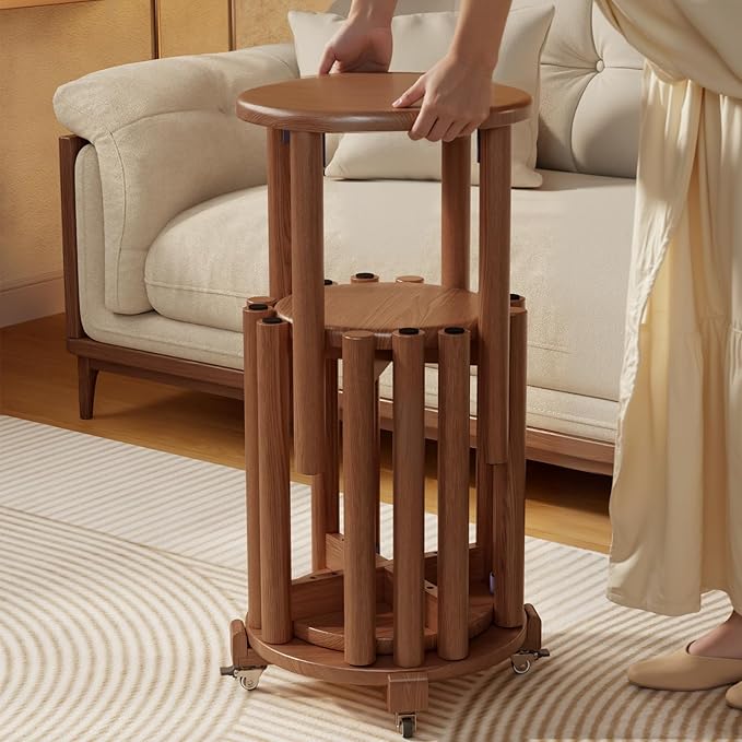 Stackable Stools Set of 4, Wooden Stool 18 Inch Stool Stackable Side Tables by Unknown