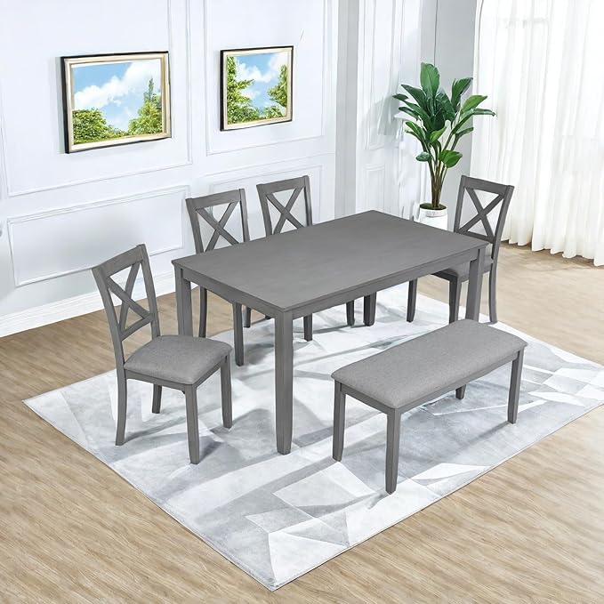 Dining Table Set, 6-Piece Kitchen Table & Chair Set - Image 6