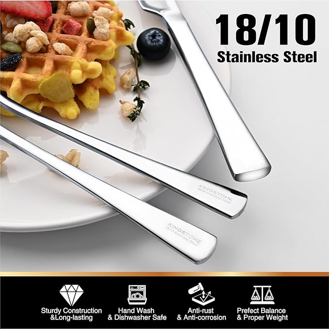 KINGSTONE Silverware Set for 8, 45-Piece Forged 18/10 Stainless Steel Flatware - Image 2