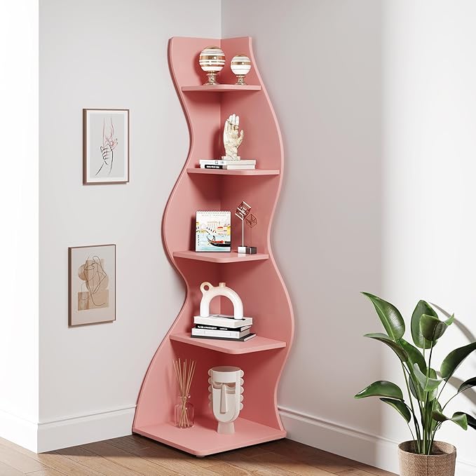 Tribesigns Corner Shelf, Modern 5-Tier Wall Corner Bookshelf, Stylish Corner - Image 8
