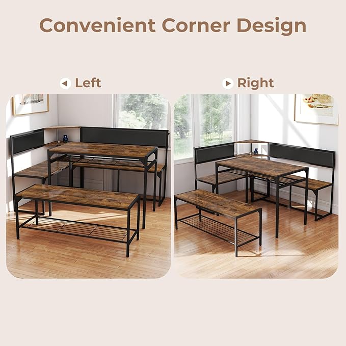 Corner Dining Table Set for 4-6, Breakfast Nook Table Set - Image 4