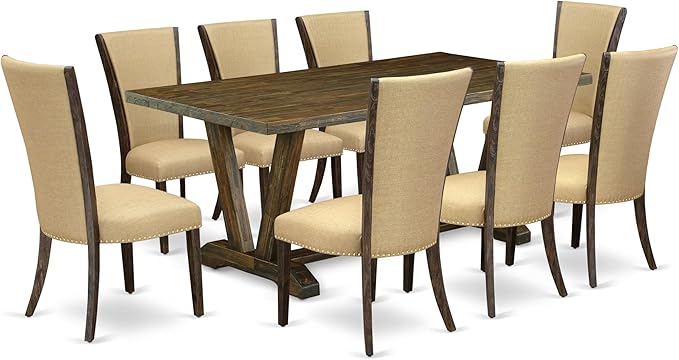 East West Furniture V777VE703-9 9 Piece Dining Room Table Set Includes a by EastWestFurniture