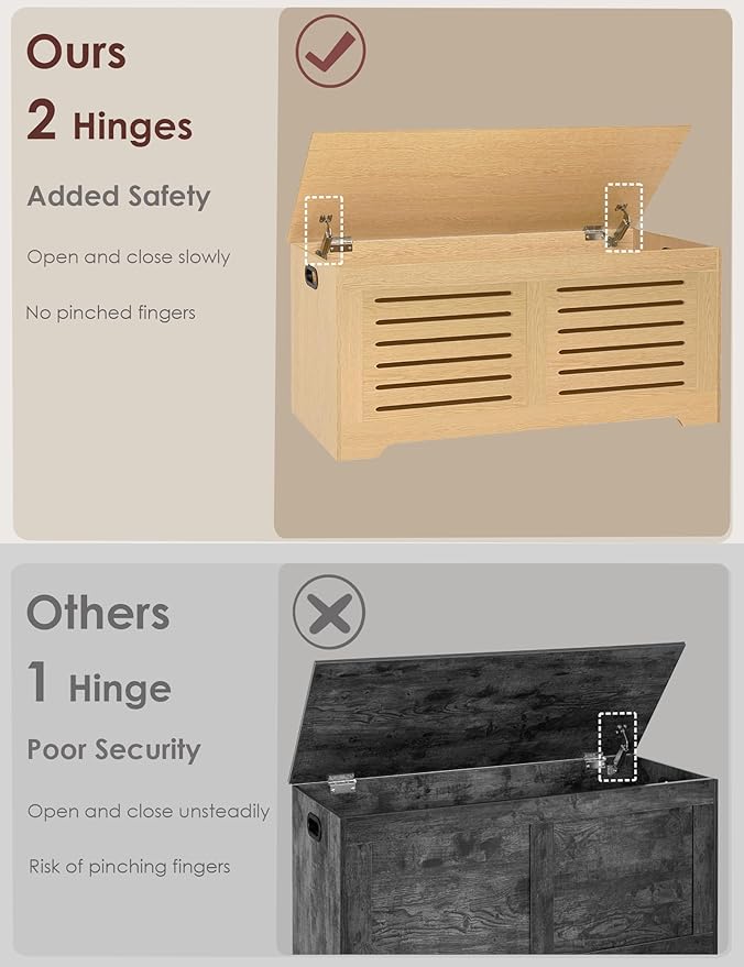 DINZI LVJ Storage Chest, 43.3”Wooden Storage Box - Image 4
