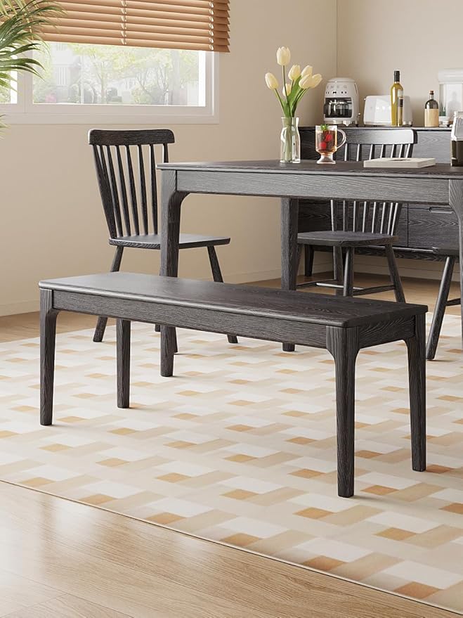 Dining Bench, Wood Bench Solid Oak Wooden Bench Indoor Dining Room Table Home - Image 3