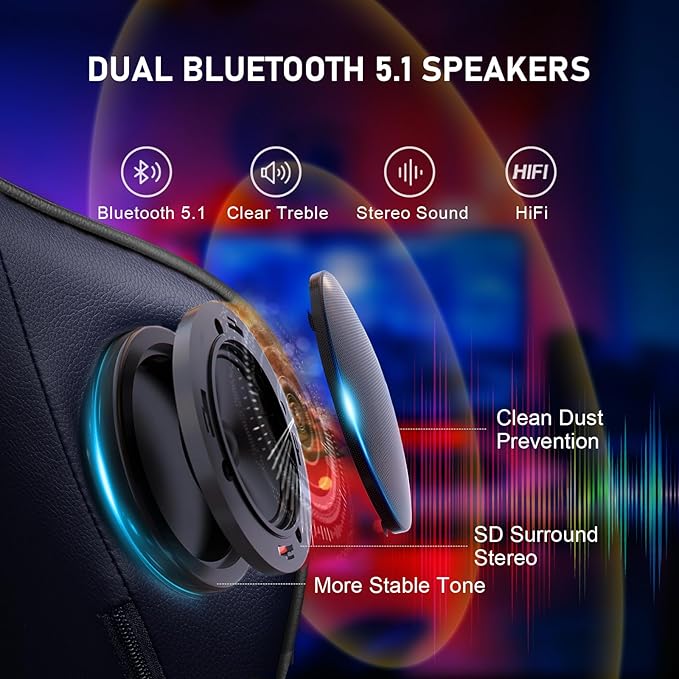 GTRACING Gaming Chair with Footrest Speakers Video Game Chair Bluetooth Music - Image 6