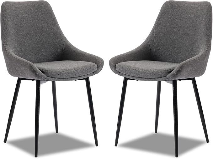 Dining Chairs Set of 2 Ergonomic Living Room Chairs Dark Grey Kitchen Chairs by DYCHILHOME