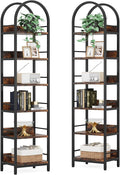 LITTLE TREE Bookshelf Set 2, Skinny 78.7 Inches Tall Arched Bookshelf, 6 Tiers by LITTLETREE