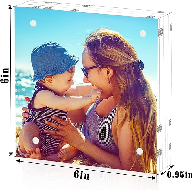 HELPLEX 2 Pack 6x6 Acrylic Picture Frames, 24mm Thicker Square Frameless Clear - Image 2