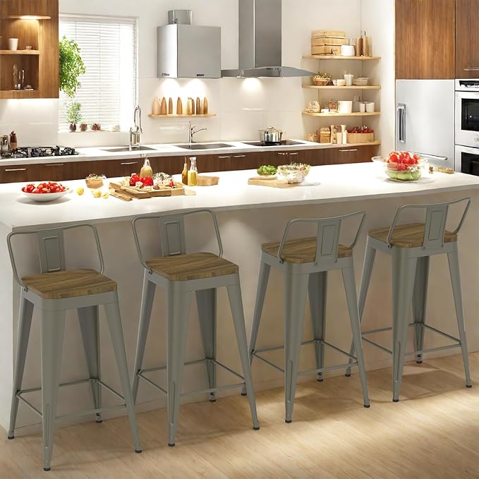 Rusty Bar Stools Set of 4, Metal Bar Stools - Image 9
