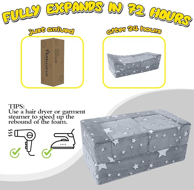 MeMoreCool Modular Kids Play Couch Sofa – Glow in The Dark Star Design - Image 8