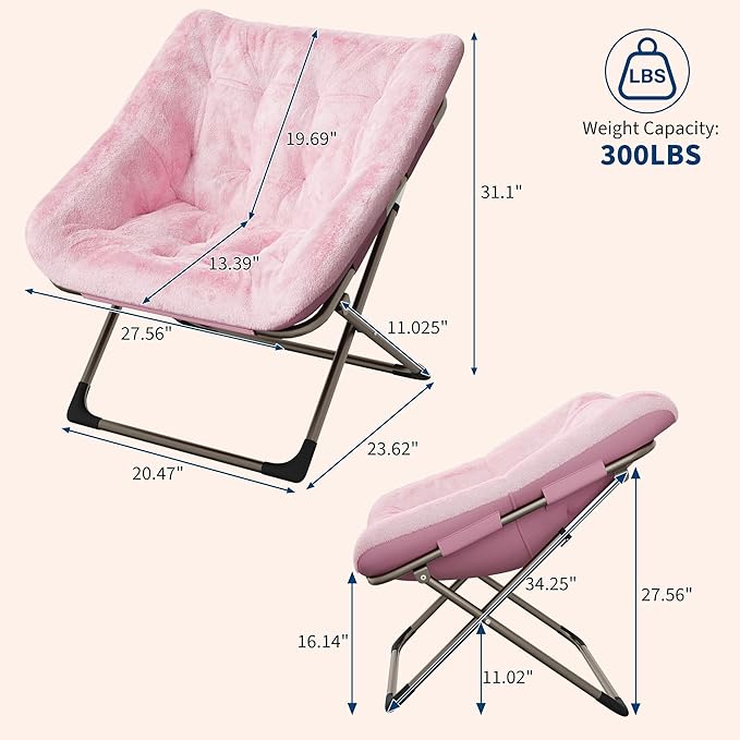 Comfy Chair for Adults, Foldable Living Room Chairs, Soft Faux Fur Folding - Image 3