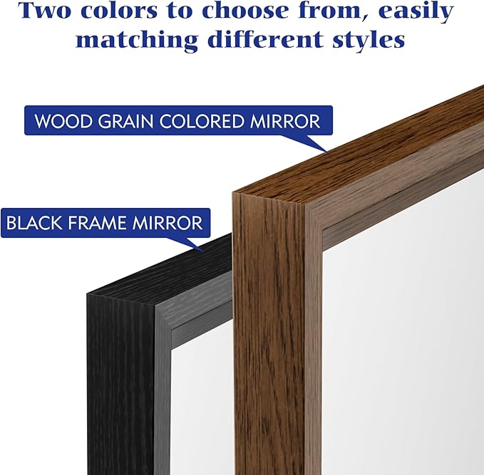 Rectangle Walnut Bathroom Mirror 55x30 Inch, Anti-Rust 4MM Tempered Glass - Image 7