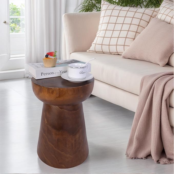 Athaliah Small Rustic Wooden Side Table – 15.75″H Tree Stump Accent Table - Image 8