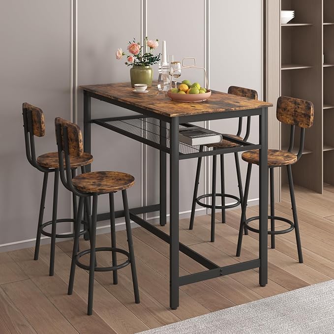 5-Piece Bar Table and Chairs Set, 43.3'' Pub Table Set Modern Small Table and by Unknown