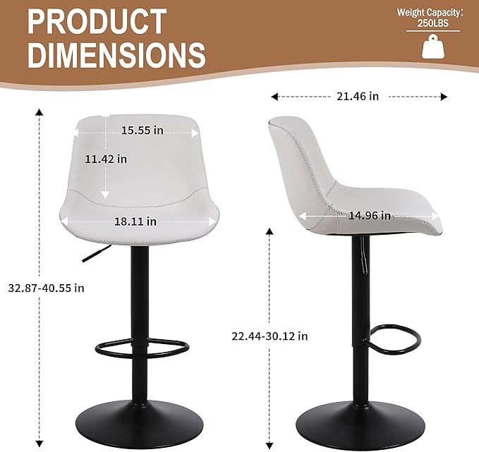 Bar Stools, Swivel Counter Height Barstools - Image 3