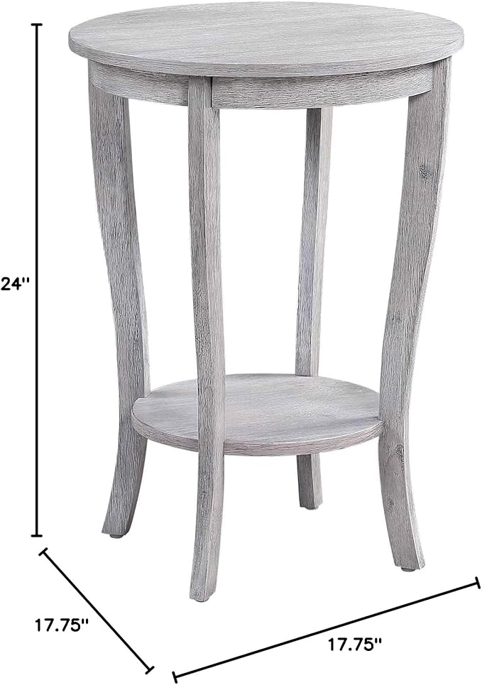Convenience Concepts American Heritage Round End Table, Light Gray Wirebrush - Image 7