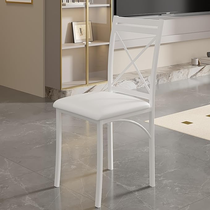 VECELO Metal Dining Chairs Set of 4, Steel Legs and PU Leather Cushion Seats - Image 7