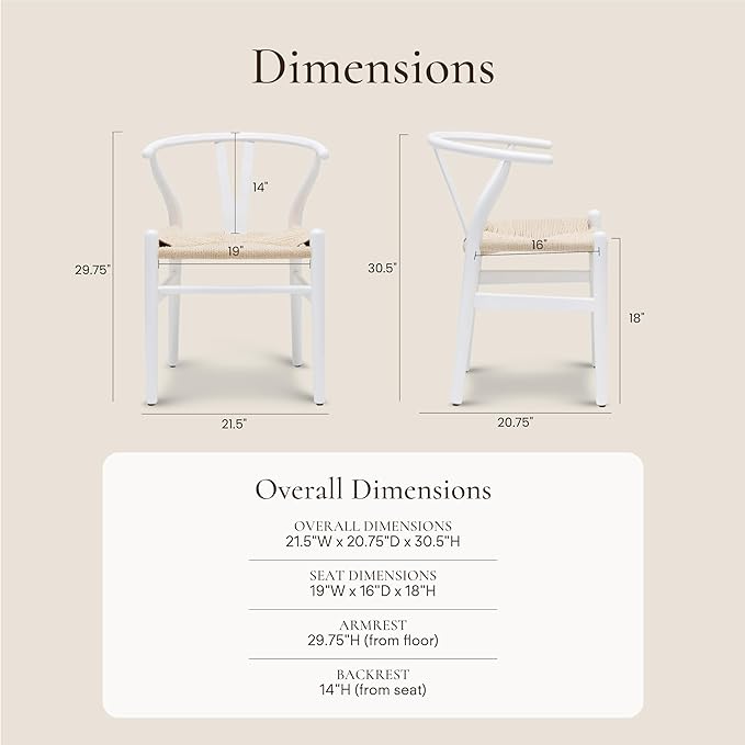 POLY & BARK Weave Dining Chair – Mid-Century Modern Wishbone Dining Chair - Image 2