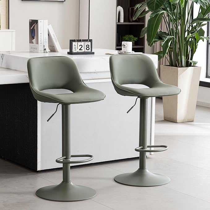 YOUNIKE Bar Stools Set of 2 Modern Swivel Barstools, Adjustable Counter Height - Image 6