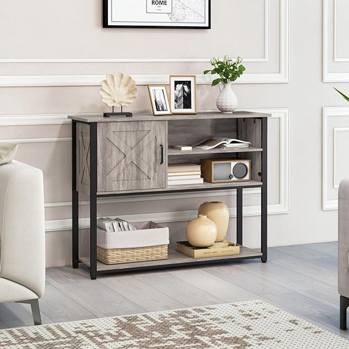 41" Console Table with Storage Cabinet, Sofa Table with Storage Shelves - Image 2