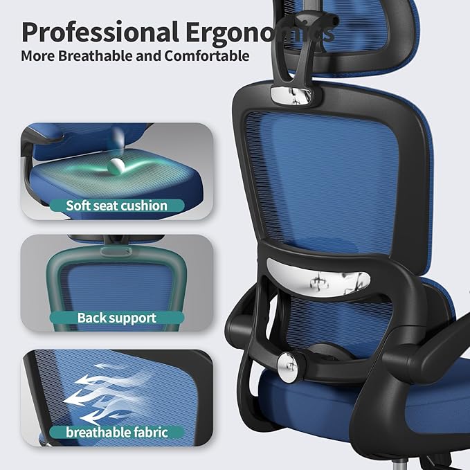 TRALT Office Chair Ergonomic Desk Chair, 330 LBS Home Mesh Office Desk Chairs - Image 3