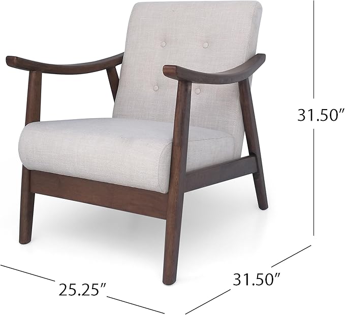 Ball & Cast Accent Chair Wide Armrest Mid-Century Lounge Living Room Chairs - Image 2
