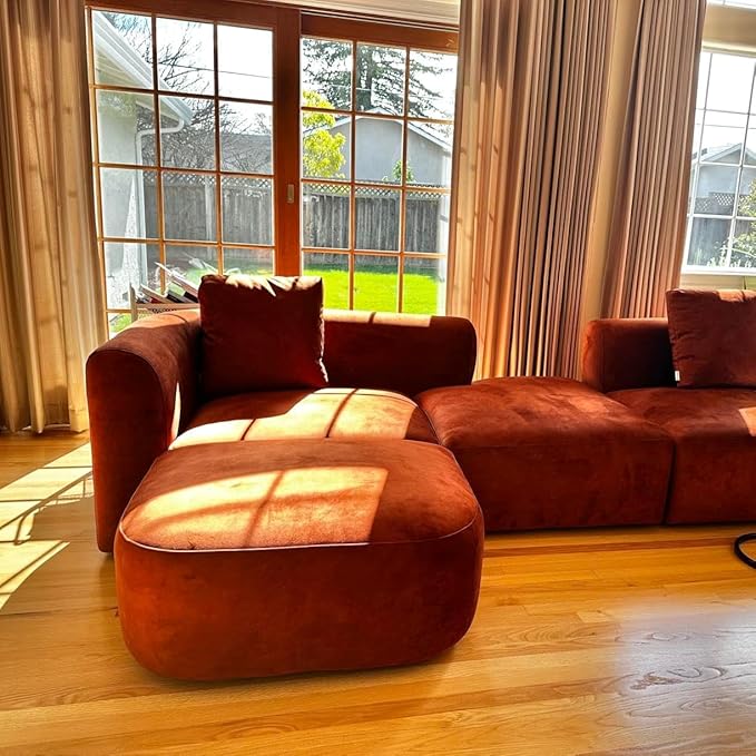 Acanva Luxury Modern Tight Curved Back Velvet Sofa, Minimalist Style Comfy Couch - Image 5