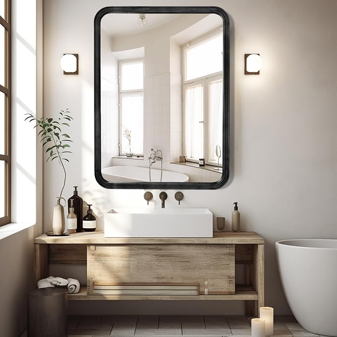 WallBeyond Black Bathroom Mirror - Image 2