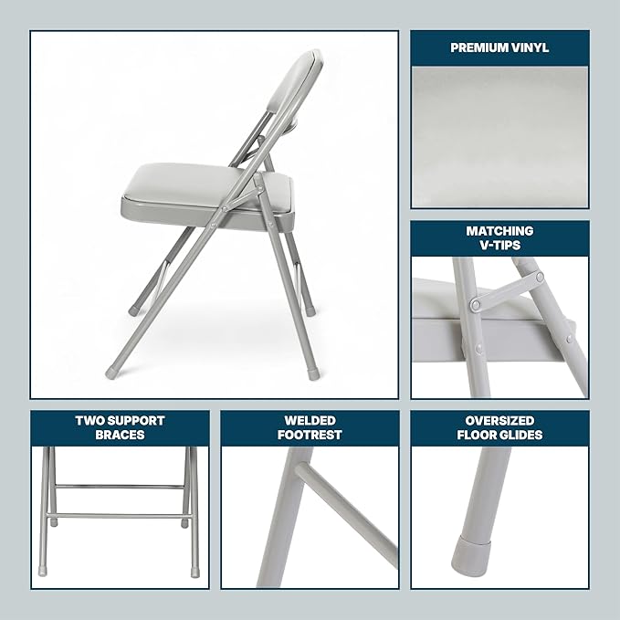 OEF Furnishings OEF950 Series Vinyl Padded Steel Folding Chairs - Image 9