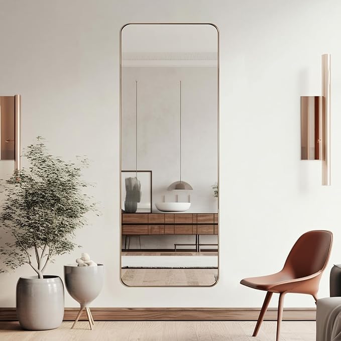 ANDY STAR 18" x 48" Full Length Wall Mirror, Large Brushed Gold Mirror by ANDYSTAR
